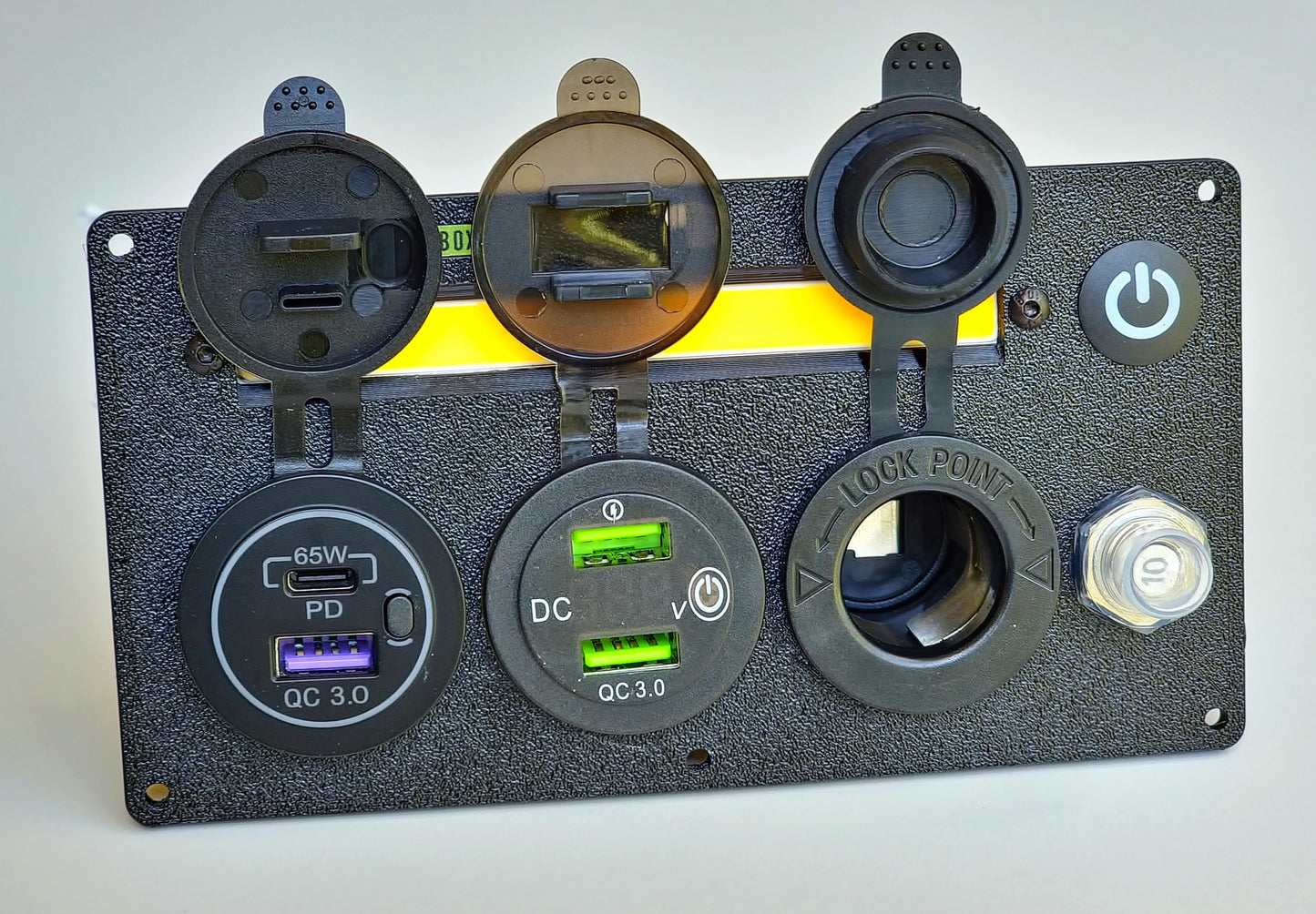 Car Camper Canopy Caravan Boat 12V 24V Power Panel USB phone laptop charger cigarette socket LED