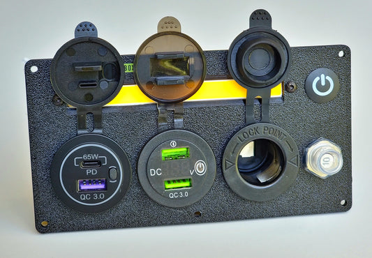 Car Camper Canopy Caravan Boat 12V 24V Power Panel USB phone laptop charger cigarette socket LED