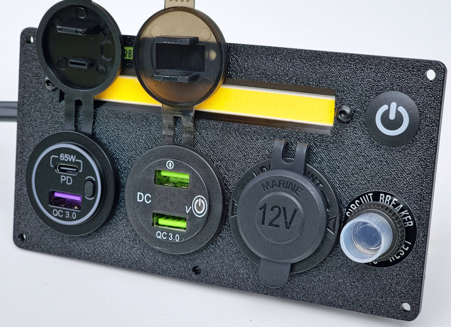 Car Camper Canopy Caravan Boat 12V 24V Power Panel USB phone laptop charger cigarette socket LED