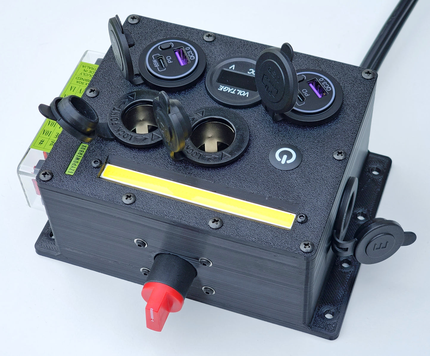 Car Camper Canopy Boat Caravan 12V Power Box USB phone laptop charger cigarette socket LED Anderson custom