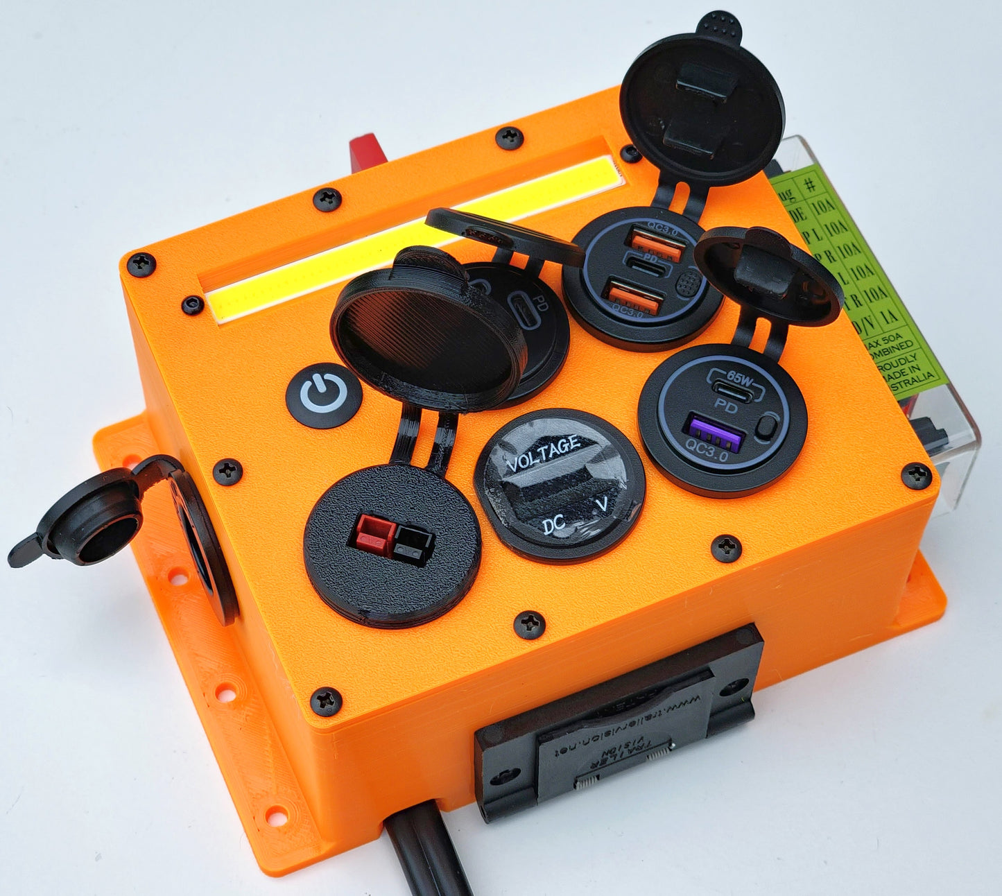 Car Camper Canopy Boat Caravan 12V Power Box USB phone laptop charger cigarette socket LED Anderson custom