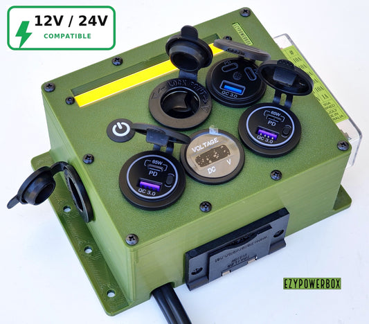 Car Camper Van Canopy Boat Caravan 12V 24V Power Box USB phone laptop charger cigarette socket LED Anderson custom