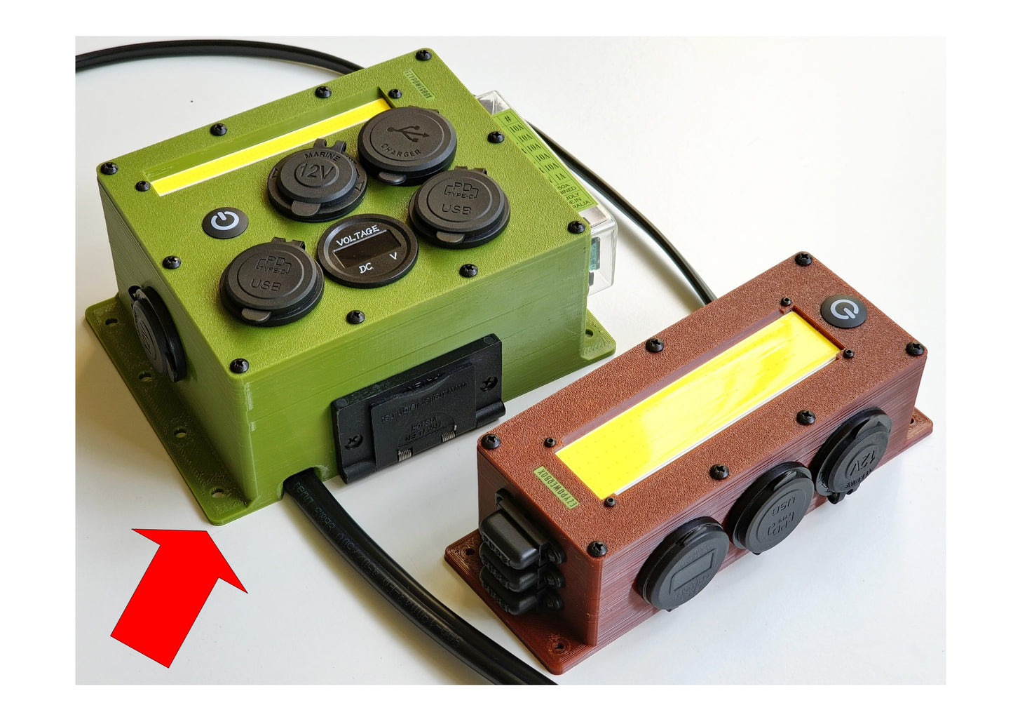 Car Camper Canopy Boat Caravan 12V Power Box USB phone laptop charger cigarette socket LED Anderson custom