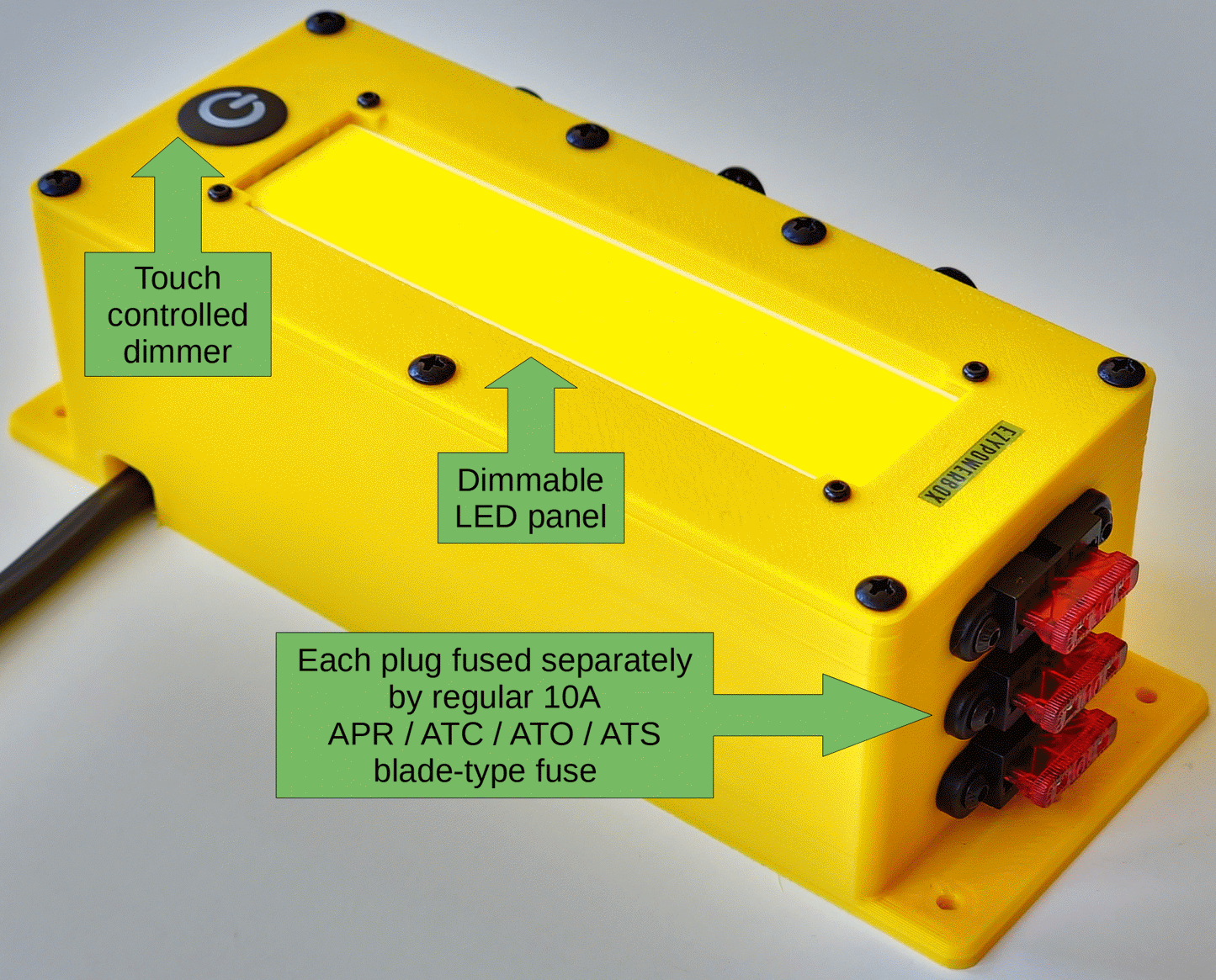 Car Camper Canopy Caravan Boat 12V 24V Power Box USB phone laptop charger cig socket LED custom offgrid