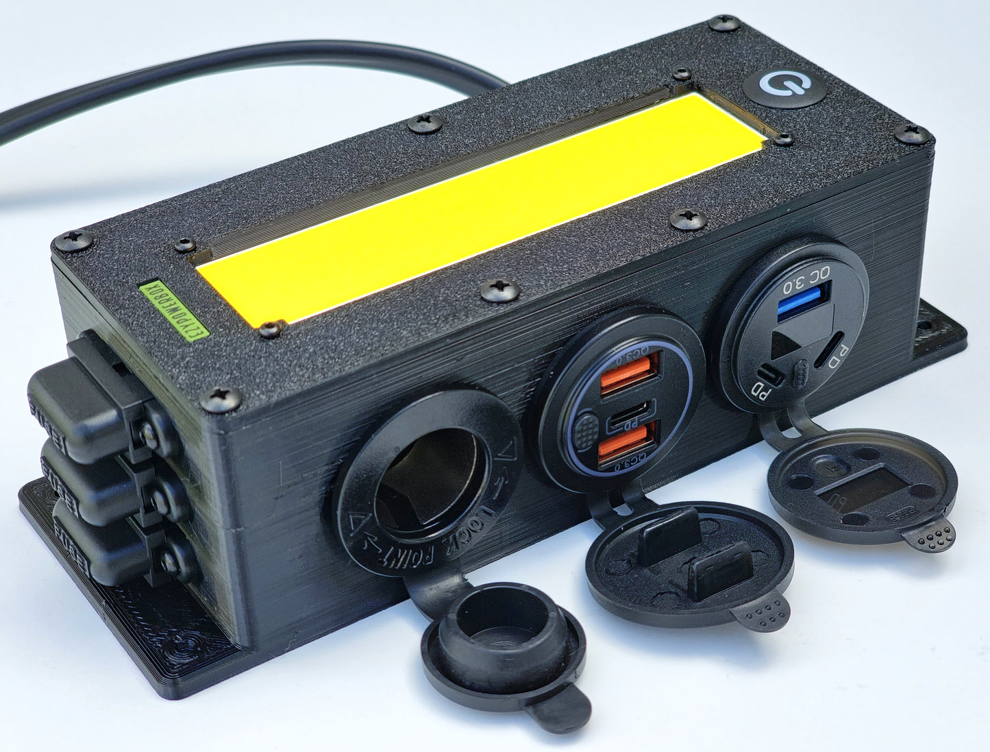 Car Camper Canopy Caravan Boat 12V 24V Power Box USB phone laptop charger cig socket LED custom offgrid