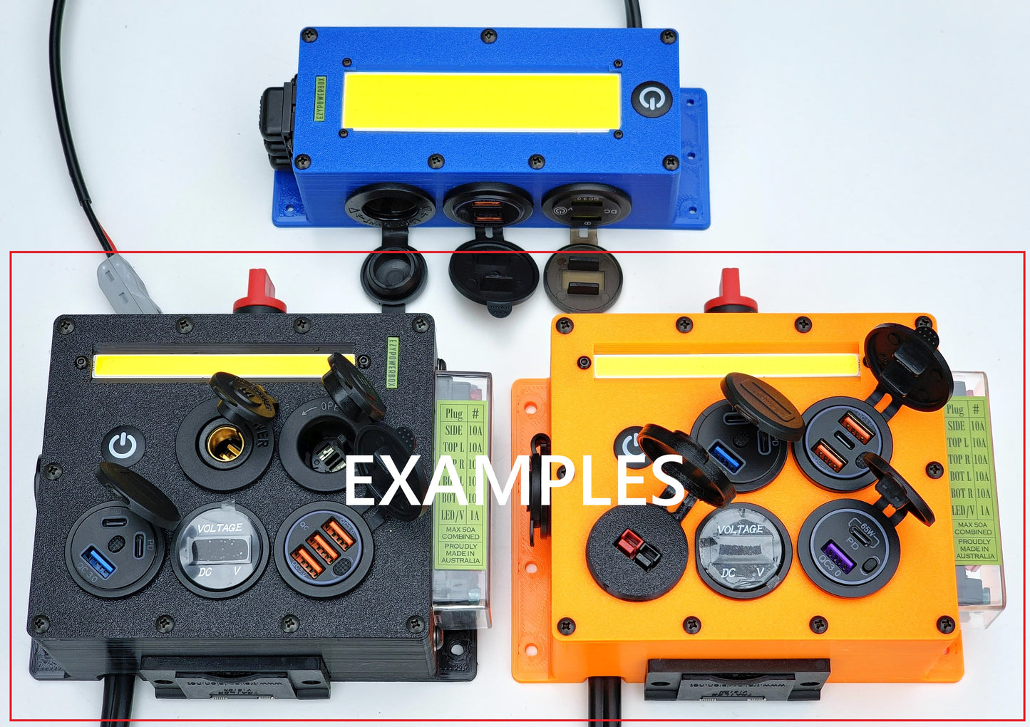 Car Camper Canopy Boat Caravan 12V Power Box USB phone laptop charger cigarette socket LED Anderson custom
