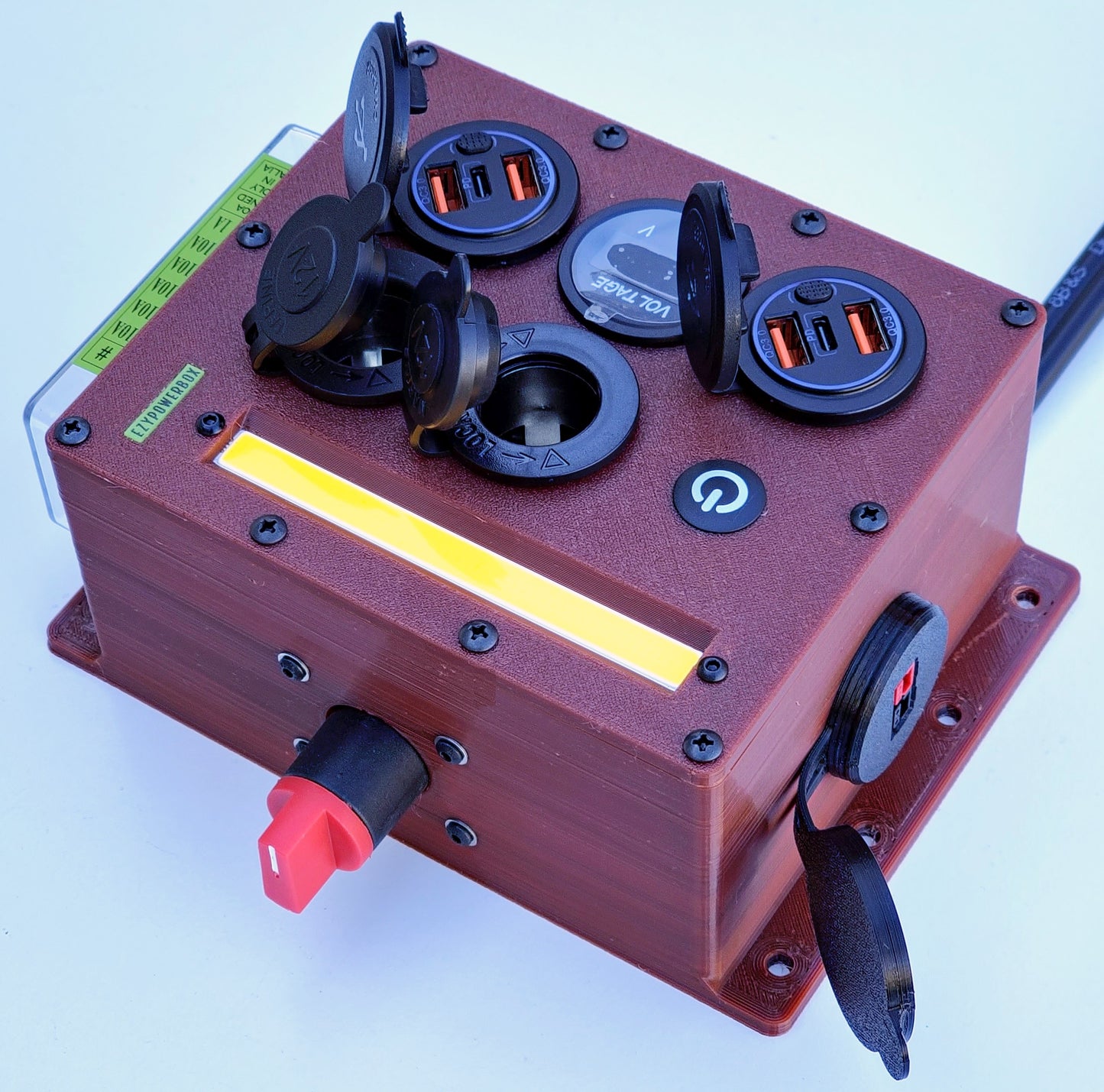 Car Camper Canopy Boat Caravan 12V Power Box USB phone laptop charger cigarette socket LED Anderson custom