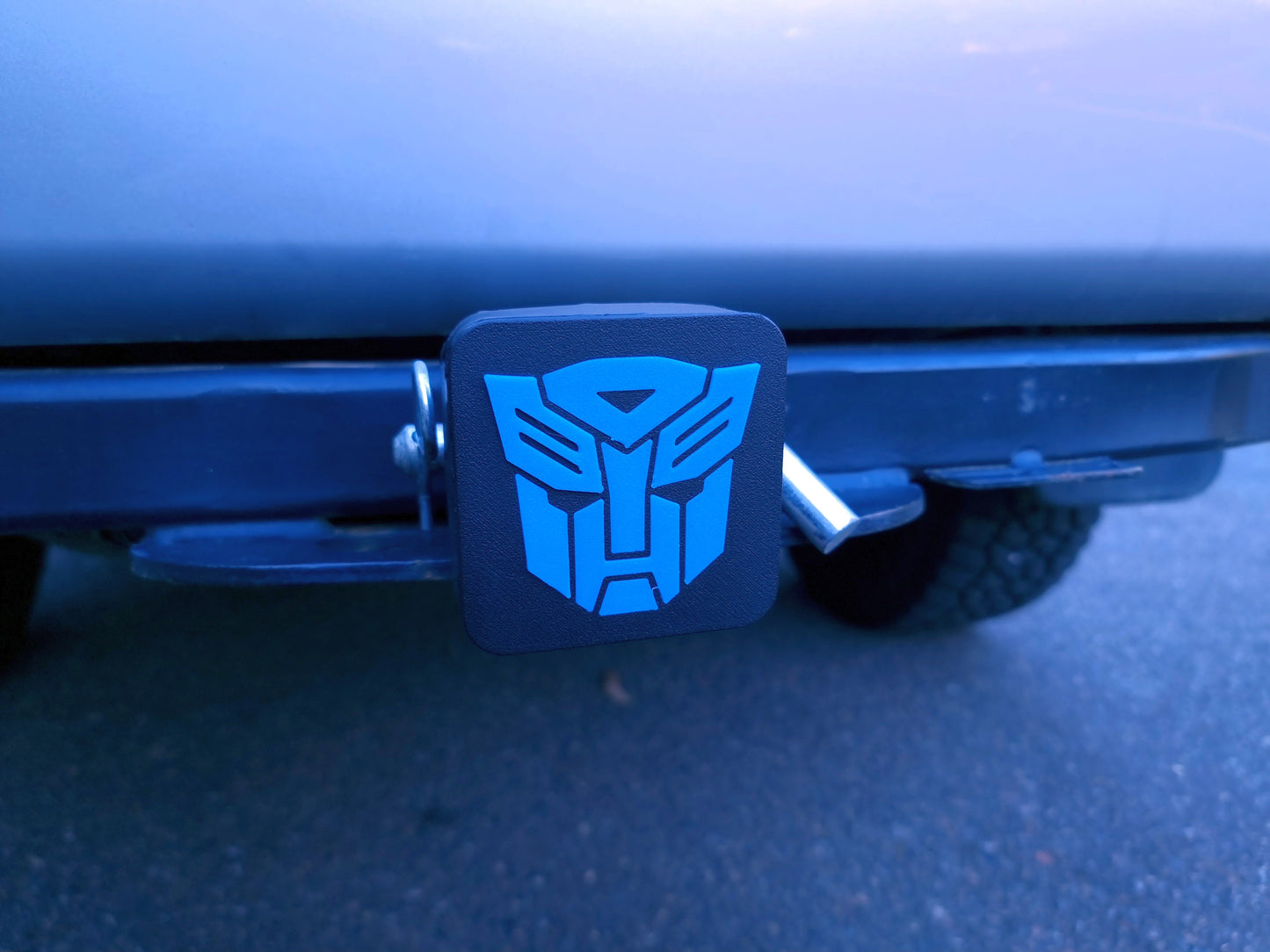 Trailer hitch tow receiver cover cap funny Transformers Autobot custom protector