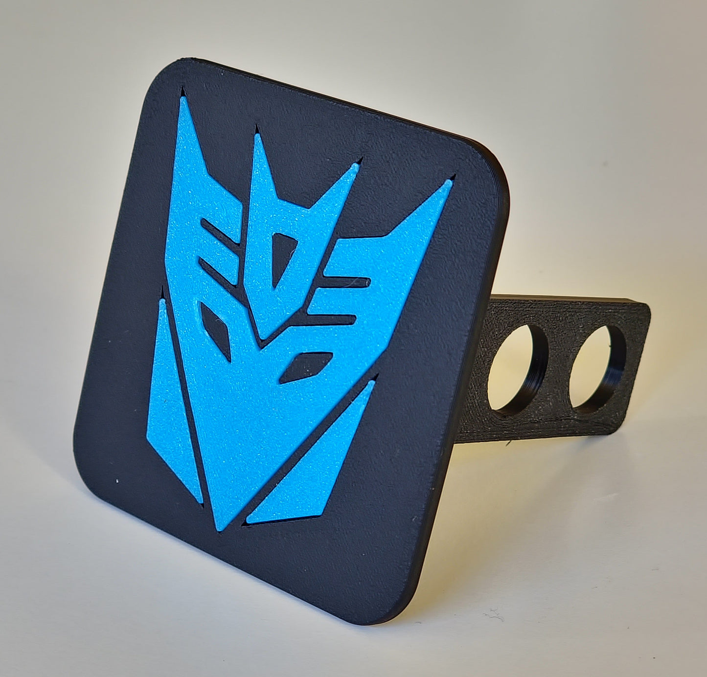 Trailer hitch tow receiver cover cap funny Transformers Decepticon custom