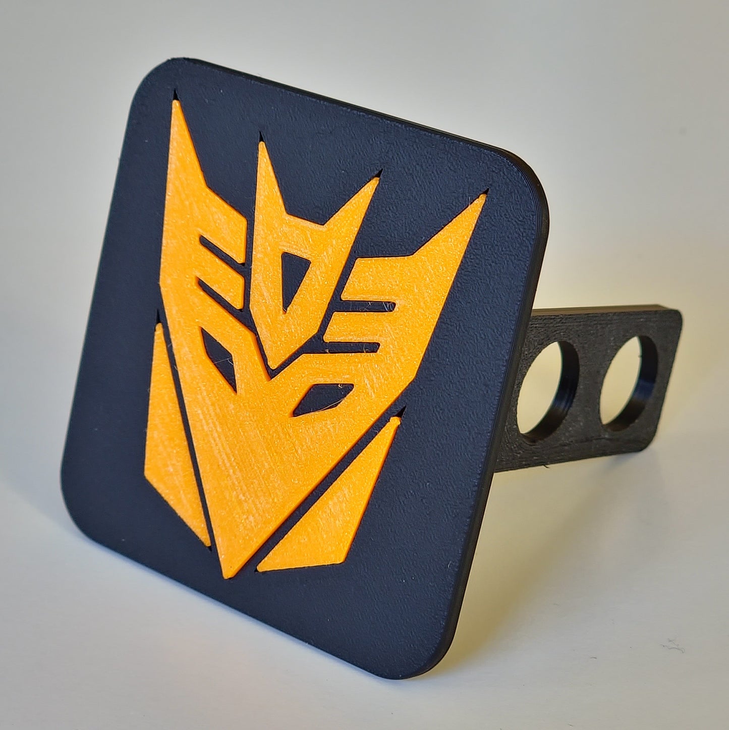 Trailer hitch tow receiver cover cap funny Transformers Decepticon custom