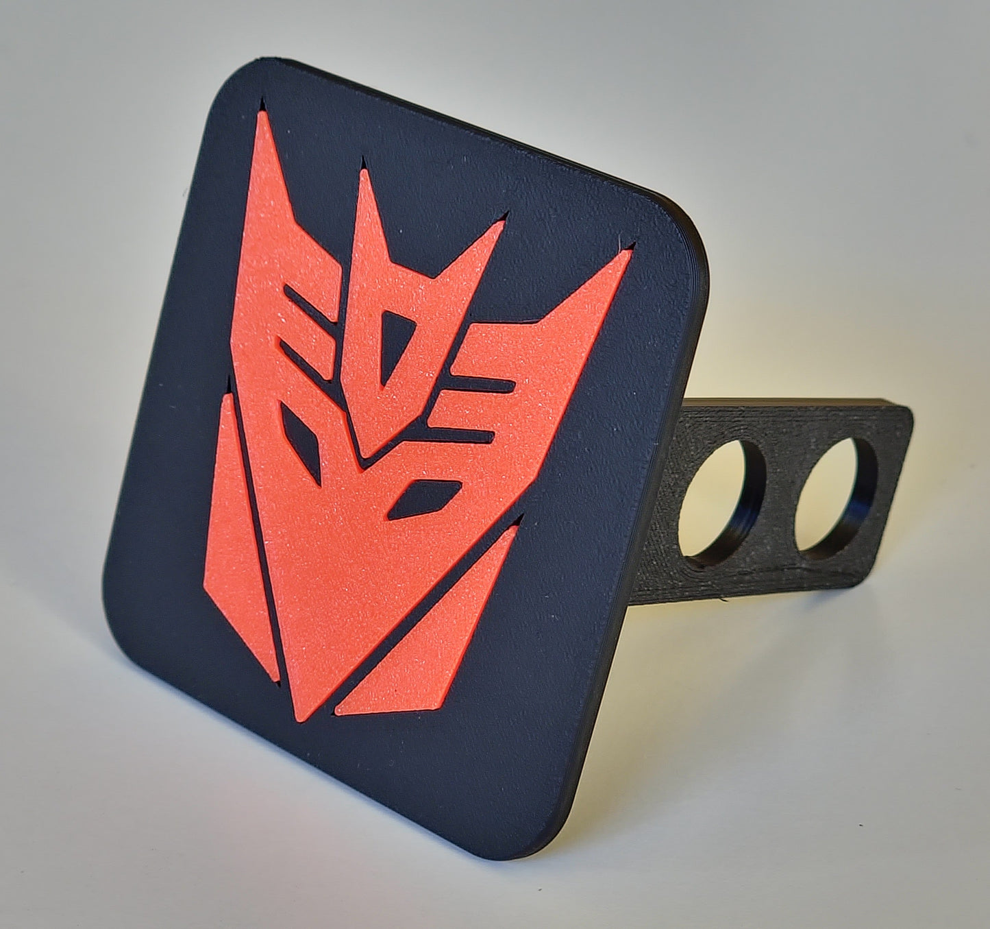 Trailer hitch tow receiver cover cap funny Transformers Decepticon custom