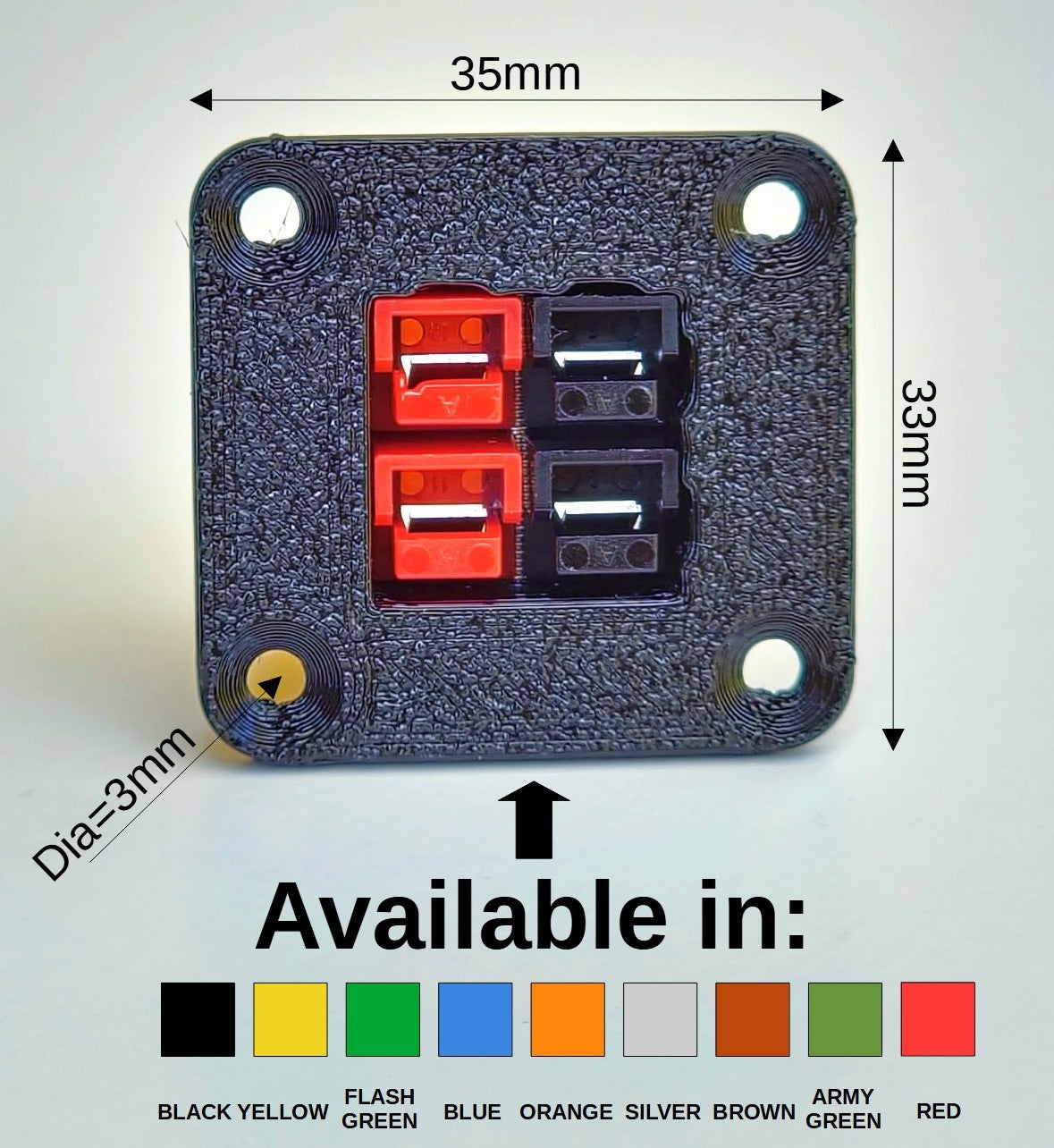 Panel Mount Holder for Double Anderson Powerpole PP15/PP30/PP45 PP15/45 15/45