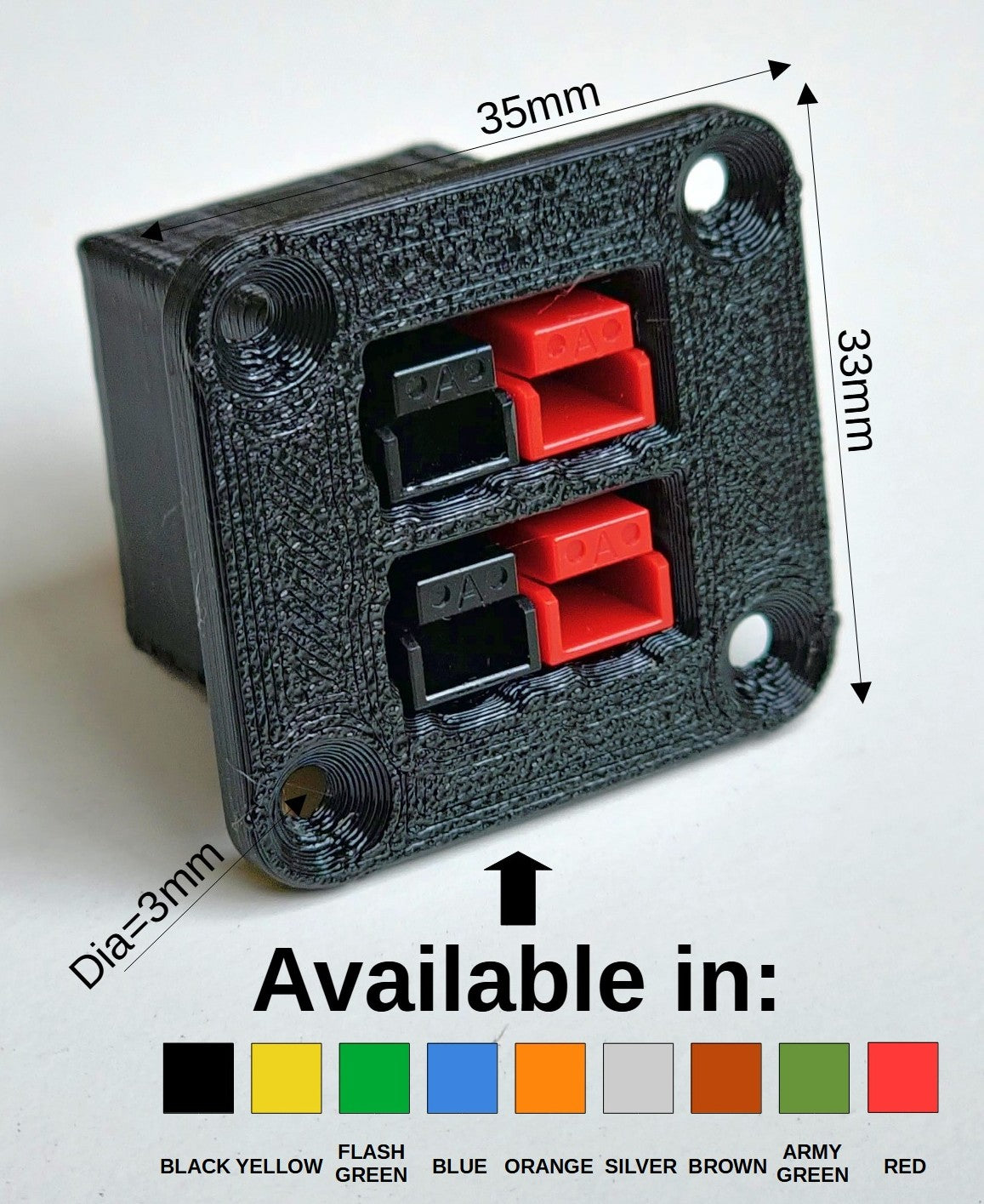 Panel Mount Holder for Dual Anderson Powerpole PP15/PP30/PP45 PP15/45 15/45