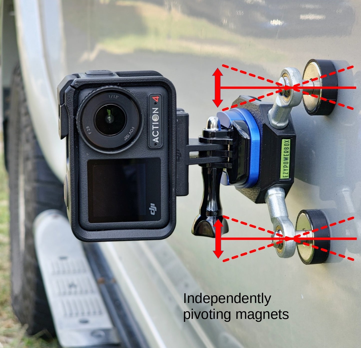 Universal pivoting magnetic GoPro DJI Osmo action camera car heavy duty mount holder